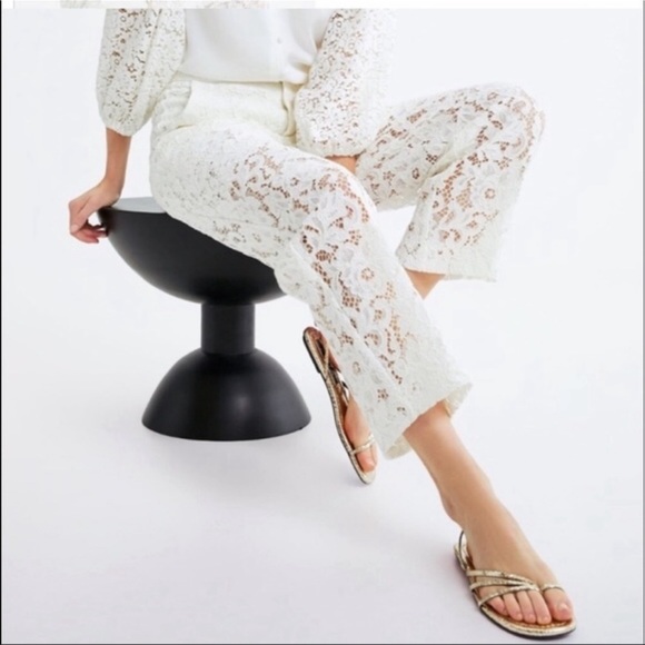 ZARA 2 PIECE WHITE LACE BLAZER AND PANTS SIZE M 🦋BLOGGERS FAVORITE🦋 - Picture 14 of 16